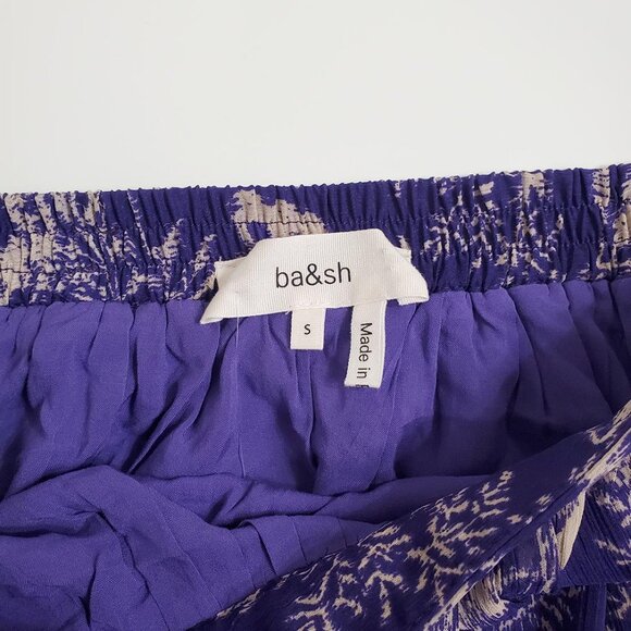 ba&sh Womens Uria Midi Skirt Small Violet Floral A-Line Tiered Lined Pur… - Picture 8 of 16